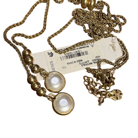 Lucky Brand imitation mother of pearl lariat gold-tone 34” necklace - Picture 2 of 3